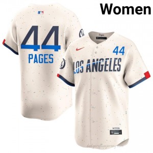 Women Andy Pages #44 Cream Alternate Limited Baseball Jersey | Dodgers Official MLB Design 35R21M97