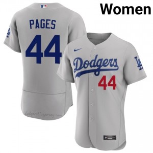 #44 Andy Pages Gray On-Field Style Baseball Jersey | Women Authentic Los Angeles Dodgers MLB Apparel D2fuN051