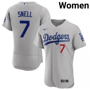 Blake Snell #7 Gray Baseball Jersey | Women Los Angeles Dodgers Premium MLB Uniform 53r53588