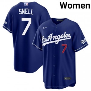 LAD Blake Snell #7 Royal Women Premium Jersey | MLB Collectible Baseball Uniform Xf585594