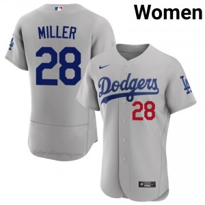 #28 Bobby Miller Gray On-Field Style Baseball Jersey | Women Authentic Los Angeles Dodgers MLB Apparel 55C4WR94