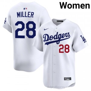 LA Dodgers Bobby Miller #28 White Women Premium Jersey | MLB Collectible Baseball Uniform hd54Tx54