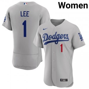 Women Brandon Lee #1 Gray Alternate Limited Baseball Jersey | Los Angeles Dodgers Official MLB Design 6yi52N99