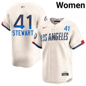 Women Brock Stewart #41 Cream Alternate Limited Baseball Jersey | Dodgers Official MLB Design M30hCV28