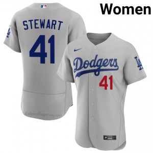 Women Brock Stewart #41 Los Angeles Dodgers Gray Elite Baseball Jersey| Stitch Authentic 2BvJO886