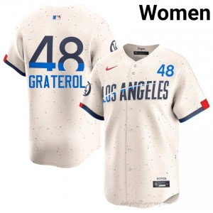 Cream Brusdar Graterol #48 Women Baseball Jersey | Dodgers Limited Edition MLB Player Gear o3gqPO87