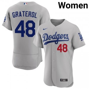 Women Brusdar Graterol #48 Los Angeles Dodgers Gray Elite Baseball Jersey| Stitch Authentic J6m02614