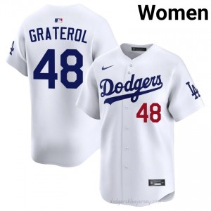 White Brusdar Graterol #48 Women Baseball Jersey | LA Dodgers Limited Edition MLB Player Gear c28sOq30