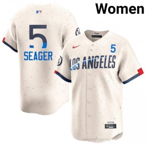 Women Corey Seager #5 Cream Alternate Limited Baseball Jersey | Dodgers Official MLB Design O220wW27