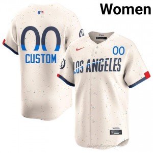 #00 Custom Cream On-Field Style Baseball Jersey | Women Authentic Dodgers MLB Apparel 638V4c24
