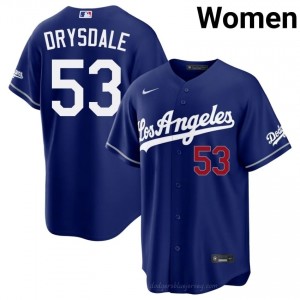 LAD Don Drysdale #53 Royal Women Premium Jersey | MLB Collectible Baseball Uniform 20137Q71