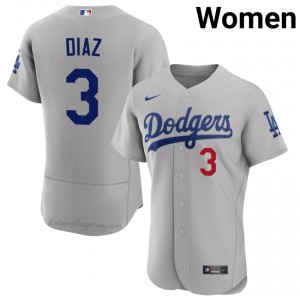 Women Edwin Diaz #3 Los Angeles Dodgers Gray Elite Baseball Jersey| Stitch Authentic aGuksY16
