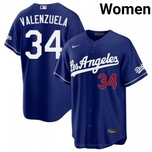 Women Fernando Valenzuela #34 LA Dodgers Royal Elite Baseball Jersey| Stitched Authentic o1480030