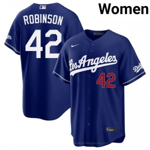 Los Angeles Dodgers Jackie Robinson #42 Royal Women Premium Jersey | MLB Collectible Baseball Uniform ME2P0C51