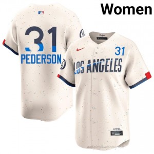 #31 Joc Pederson Cream On-Field Style Baseball Jersey | Women Authentic Dodgers MLB Apparel bh65Vw97