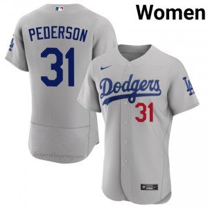 Los Angeles Dodgers Joc Pederson #31 Gray Women Premium Jersey | MLB Collectible Baseball Uniform 6kJM5K47