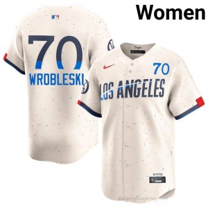 Cream Justin Wrobleski #70 Women Baseball Jersey | Dodgers Limited Edition MLB Player Gear 64T32760