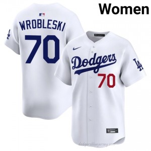 White Justin Wrobleski #70 Women Baseball Jersey | LA Dodgers Limited Edition MLB Player Gear Tf57eF61
