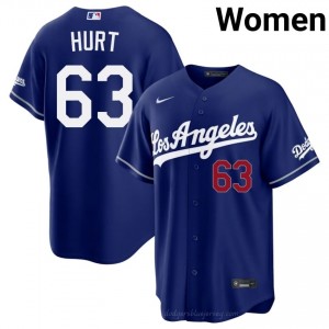 L.A. Dodgers Kyle Hurt #63 Royal Women Premium Jersey | MLB Collectible Baseball Uniform s7744561