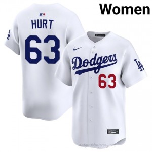 LA Dodgers Kyle Hurt #63 White Women Premium Jersey | MLB Collectible Baseball Uniform gT5s2k62