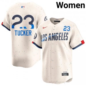 #23 Kyle Tucker Cream On-Field Style Baseball Jersey | Women Authentic Dodgers MLB Apparel 71Fsk867