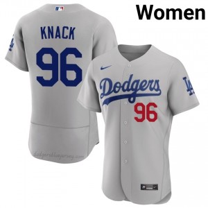 Women Landon Knack #96 Los Angeles Dodgers Gray Elite Baseball Jersey| Stitch Authentic Om3oU095