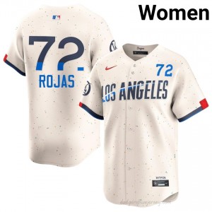 Women Miguel Rojas #72 Dodgers Cream Elite Baseball Jersey| Stitch Authentic 4f8jlf73