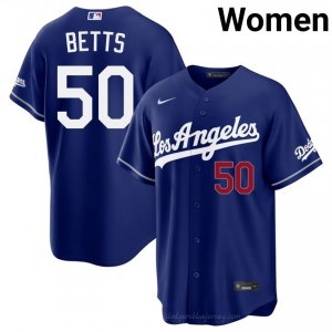 Women Mookie Betts #50 Royal Alternate Limited Baseball Jersey | LAD Official MLB Design U7H42G57