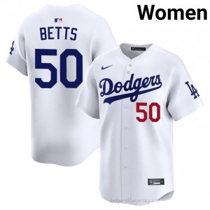 Women Mookie Betts #50 LA Dodgers White Elite Baseball Jersey| Embroidery Authentic 1n23GO29