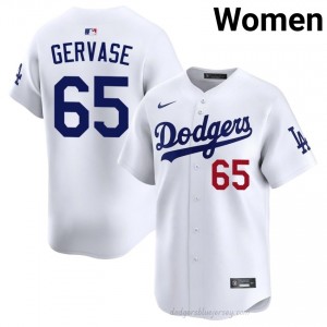 LA Dodgers Paul Gervase #65 White Women Premium Jersey | MLB Collectible Baseball Uniform 07y75195