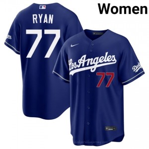 Women River Ryan #77 L.A. Dodgers Royal Elite Baseball Jersey| Stitched Authentic 6sK60M31