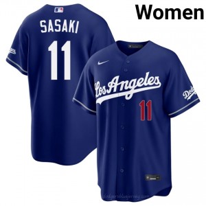 Los Angeles Dodgers Roki Sasaki #11 Royal Women Premium Jersey | MLB Collectible Baseball Uniform 50c7P234