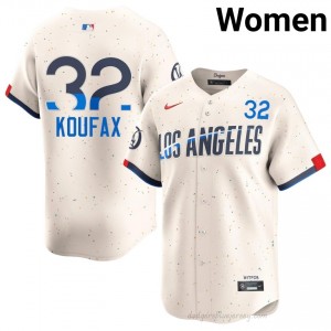 Women Sandy Koufax #32 Dodgers Cream Elite Baseball Jersey| Stitch Authentic 58x6A714