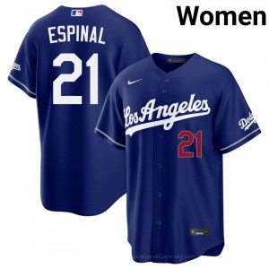 Women Santiago Espinal #21 L.A. Dodgers Royal Elite Baseball Jersey| Stitched Authentic 48218m42
