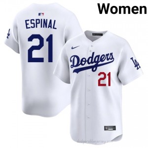 Santiago Espinal #21 White Baseball Jersey | Women LA Dodgers Premium MLB Uniform 523W6716