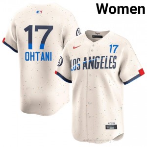 Women Shohei Ohtani #17 Dodgers Cream Elite Baseball Jersey| Stitch Authentic cl2jrE29