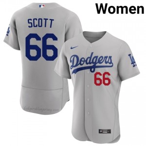 Women Tanner Scott #66 Gray Alternate Limited Baseball Jersey | Los Angeles Dodgers Official MLB Design 5243K743