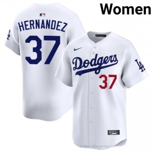 Women Teoscar Hernandez #37 LA Dodgers White Elite Baseball Jersey| Embroidery Authentic rJ351q53