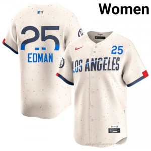Tommy Edman #25 Cream Baseball Jersey | Women Dodgers Premium MLB Uniform 5lkfn112