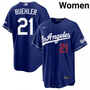 L.A. Dodgers Walker Buehler #21 Royal Women Premium Jersey | MLB Collectible Baseball Uniform UAG82340