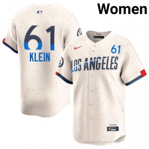 Women Will Klein #61 Dodgers Cream Elite Baseball Jersey| Stitch Authentic 4t68xx83