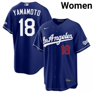 L.A. Dodgers Yoshinobu Yamamoto #18 Royal Women Premium Jersey | MLB Collectible Baseball Uniform 716S7d75