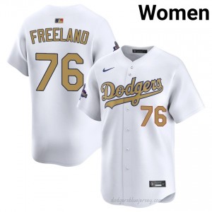 Alex Freeland #76 2026 Gold Collection White Baseball Jersey | Women LAD Premium MLB Uniform rjboU630