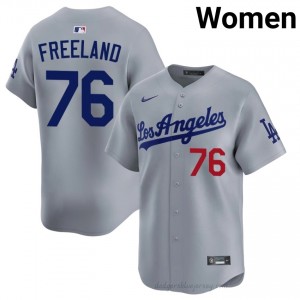 L.A. Dodgers Alex Freeland #76 Grey Women Premium Jersey | MLB Collectible Baseball Uniform 78524B61