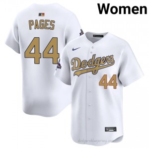 #44 Andy Pages 2026 Gold Collection White On-Field Style Baseball Jersey | Women Authentic LAD MLB Apparel 5yJ80N83
