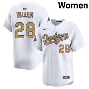 #28 Bobby Miller 2026 Gold Collection White On-Field Style Baseball Jersey | Women Authentic LAD MLB Apparel ROJ10n53