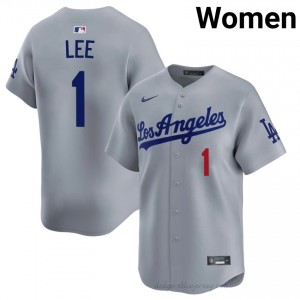 L.A. Dodgers Brandon Lee #1 Grey Women Premium Jersey | MLB Collectible Baseball Uniform G53IAG51