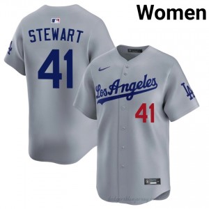 Grey Brock Stewart #41 Women Baseball Jersey | L.A. Dodgers Limited Edition MLB Player Gear 8qs38436