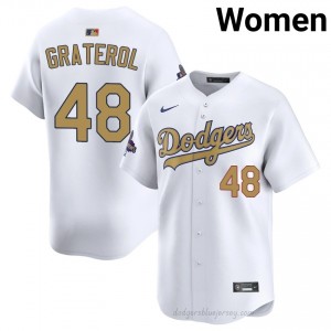 Women 2026 Gold Collection Brusdar Graterol #48 LAD White Elite Baseball Jersey| Embroidery Authentic mIXsR582