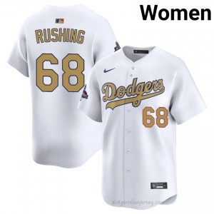 2026 Gold Collection White Dalton Rushing #68 Women Baseball Jersey | LAD Limited Edition MLB Player Gear V11h0p44